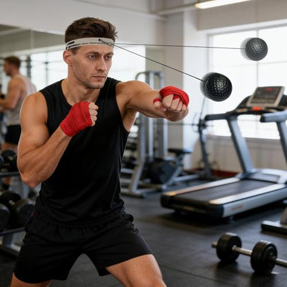 Boxing Ball with Headband - Wearable Punching Speed,Silicone Headband Boxing Trainer Ball,for Living Room Bedroom Dormitory Gym Men Women Beginners Teens - color: black soft ball
