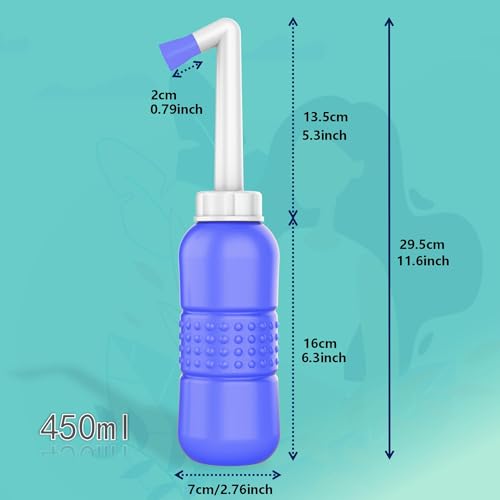 페리 보틀 450ml 산후 회 클렌징 병, 여성 케어 산후 회 클렌징 425.2g(15온스) 휴대용 비데 여행용 비데 방수 보관 가방 포함 (핑크+블루) - size: 2 pcs x 450 ml