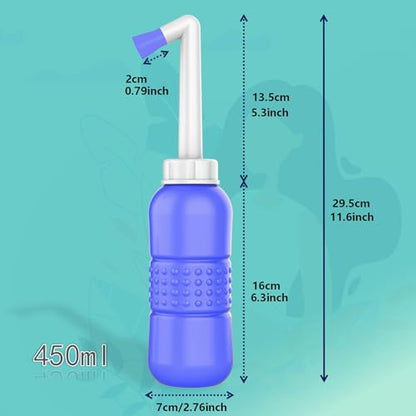페리 보틀 450ml 산후 회 클렌징 병, 여성 케어 산후 회 클렌징 425.2g(15온스) 휴대용 비데 여행용 비데 방수 보관 가방 포함 (핑크+블루) - size: 2 pcs x 450 ml