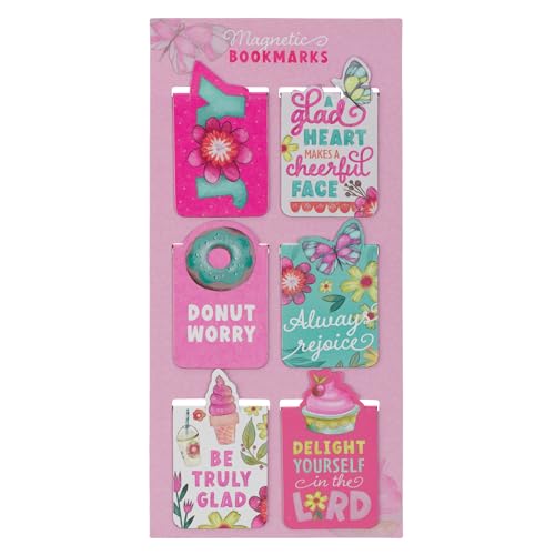 Christian Art Gifts Magnetic Bookmarks, Bible Verses, Pink Floral, 6 Pack - color: Sprinkled With Joy
