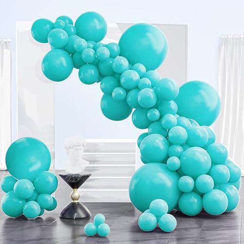 PartyWoo Teal Balloons 130pcs Different Sizes Pack of 18 12 10 5 Inch Turquoise Dark Teal Balloon Arch Kit for Baby Shower Gender Reveal Graduation Mermaid Birthday Pool Party Decorations Blue-Y69 - color: Teal-y69