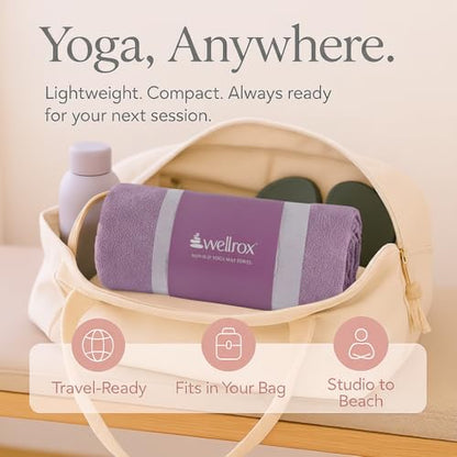 Wellrox Microfiber Yoga Mat Towel with Grip – Ultra Absorbent, Super Soft, and Quick Dry Hot Yoga Towel Non Slip for Pilates, Bikram, and Fitness Workouts (74” x 26”, Lavender) - color: Lavender