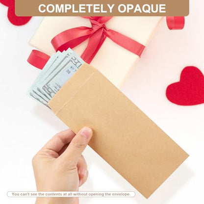 Joyberg 120 PCS Money Envelopes for Cash Kraft Paper, 6.5”x3.2” Small Cash Envelopes for Self-Adhesive, Money Saving Challenge Coin Envelopes for Coin, Check, Budget, Small Item Organizer - size: 6.5"x 3.2"