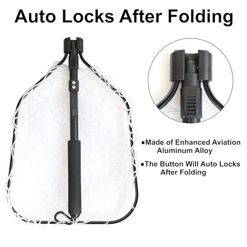 GOODCAT Fly Fishing Net, Bass Trout Landing Net, Folding Fishing Nets Fresh Water, Safe Fish Catching or Releasing, Fly Fishing net Magnetic Release - color: B:Square-Extend Length 32.5"
