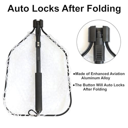GOODCAT Fly Fishing Net, Bass Trout Landing Net, Folding Fishing Nets Fresh Water, Safe Fish Catching or Releasing, Fly Fishing net Magnetic Release - color: B:Square-Extend Length 32.5"