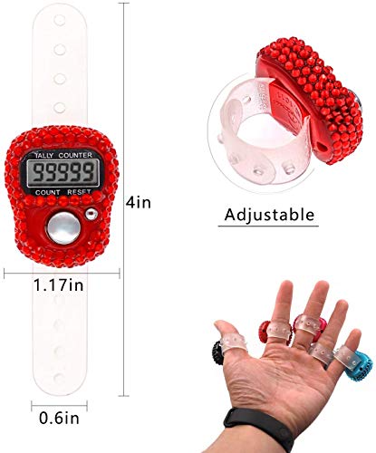 Finger Counter -Islamic Tasbih Bead- 5 Digital LED Electronic Handheld Tally Counter Clicker with Case Mechanical Manual Clicker Number Lap Tracker Counter - color: 6pcs Tall counter