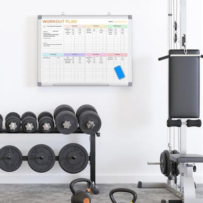 Fitness Tracker Magnetic Whiteboard Workout Plan Dry Erase Board for Wall 24'' x 18'',Hanging Mounted Weekly Fitness Tracker Gym Exercise Tracker Schedules and Checklists - size: Large