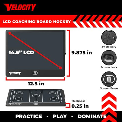 Velocity - Hockey LCD Coaching Board - Black - style: Hockey