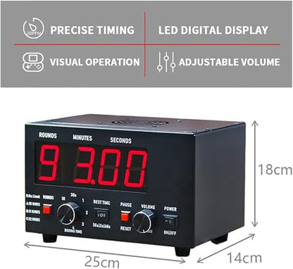 Classic Boxing Interval Timer, Professional Gym Timer with LED Display, Selectable Training Time and Cycle Repetitions, for Muay Thai/MMA/Kickboxing