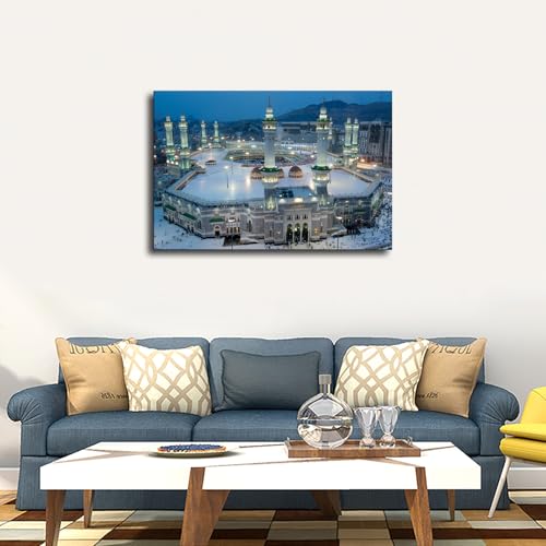 Islamic Subject Mural Wall Art Canvas Print Pilgrimage To Mecca Poster on Canvas Art Print, Wall Art for Living Room, Bedroom, Home Corridor Apartment Decor (24x36inch Unframed) - size: 24x36inch Unframed