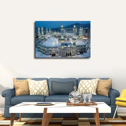 Islamic Subject Mural Wall Art Canvas Print Pilgrimage To Mecca Poster on Canvas Art Print, Wall Art for Living Room, Bedroom, Home Corridor Apartment Decor (24x36inch Unframed) - size: 24x36inch Unframed