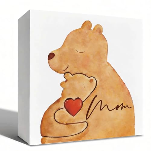 House Full Of People I Love Wall Art, 5x5 Inch Inspirational Farmhouse Wooden Box, Warm Family Quote Desk Decor For Kitchen & Dining Room - color: Family 03