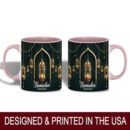 Golden Lantern Ramadan Mug, Islamic Coffee Mug, Ramadan Mubarak Gift, Muslim Tea Cup, Eid Celebration Drinkware, Elegant Islamic Decor, Gold Hanging Lanterns, Ceramic Cup for Home and Office