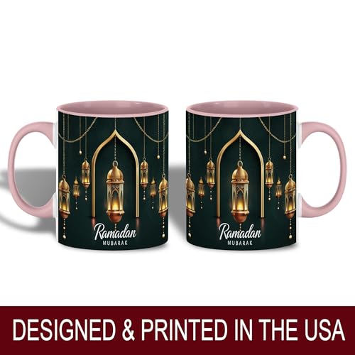 Golden Lantern Ramadan Mug, Islamic Coffee Mug, Ramadan Mubarak Gift, Muslim Tea Cup, Eid Celebration Drinkware, Elegant Islamic Decor, Gold Hanging Lanterns, Ceramic Cup for Home and Office