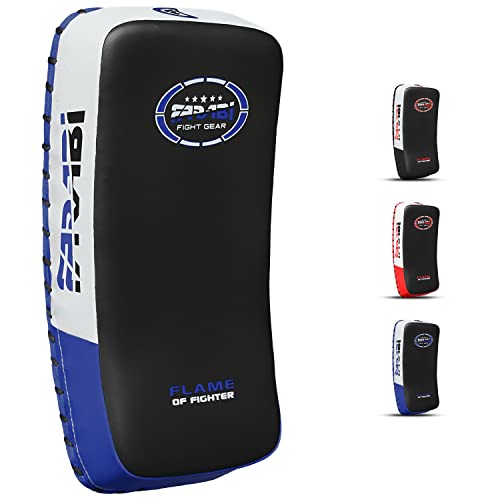 Farabi Thai Pad Training Kick Pad Curved Coaching Pad Kicking Mix Martial Arts x 1 Single Unit - color: Blue