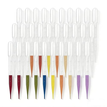50-Pack 3ml Disposable Plastic Pipettes — Graduated Transfer Droppers for Essential Oils, Resin Art, Science Labs, Soap Making & DIY Crafts | LDPE | Clear with Easy-Read Scale