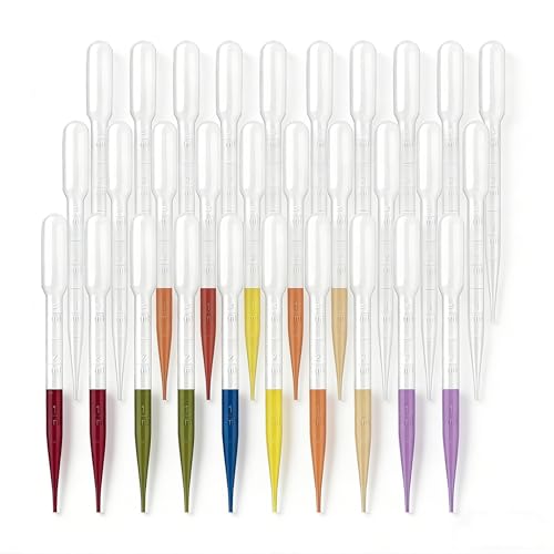 50-Pack 3ml Disposable Plastic Pipettes — Graduated Transfer Droppers for Essential Oils, Resin Art, Science Labs, Soap Making & DIY Crafts | LDPE | Clear with Easy-Read Scale