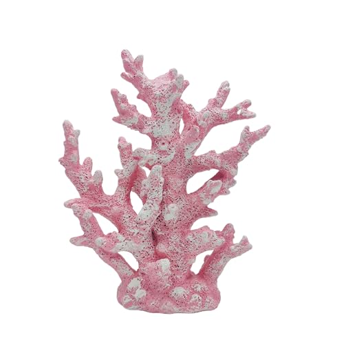 Etlemonde Coastal Beach Pink Coral Reef Statue Home Decor | Perfect for home, desk, bathroom, or shelf. Nautial resin sculpture, great gift for ocean lovers. - color: Pink Coral