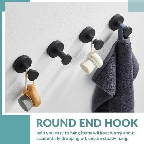 APLusee Matte Black Bath Robe Towel Hook 4 Pack, Stainless Steel Bathroom Coat Hook, Wall Mount - color: Matte Black, size: 4 Pack