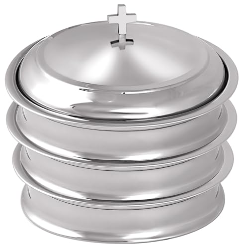 Communion Tray for Church with Lid, Stainless Steel - Set of 3 Trays - color: Shiny (Mirror) Finish