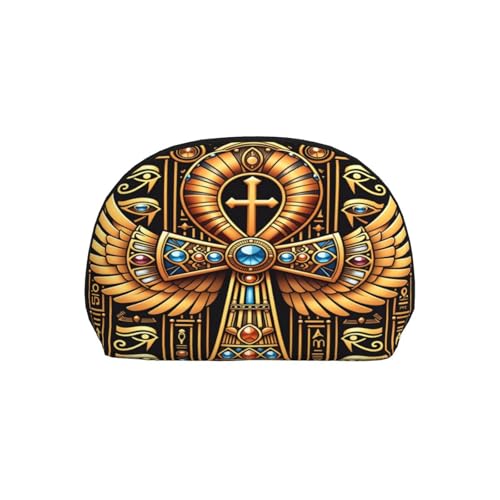 Egyptian Symbol 2-Piece Shell Makeup Bag Set, Large Capacity Travel Cosmetic Bag For Women With Zipper, Waterproof Polyester Toiletry Organizer Pouch For Purse, Travel, Gym & Daily Use - color: Egyptian Symbol