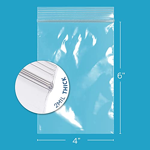 Clear Plastic Reclosable Zip Bags - Bulk GPI Case of 1000, 4" x 6" 2 mil Thick Strong & Durable Poly Baggies With Resealable Zip Top Lock For Travel, Storage, Packaging & Shipping. - size: 4" x 6"