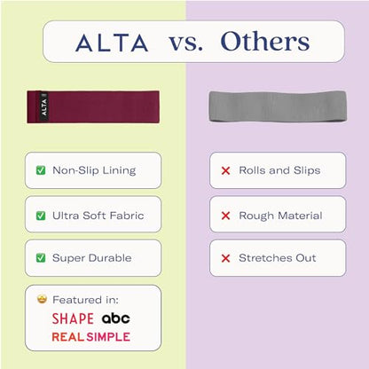 ALTA Booty Bands for Women, Non-Slip Fabric Resistance Bands for Working | Exercise bands legs, Leg Bands for Working Out Women, Cloth Resistance Bands for Legs, Hip Bands Set, Fabric Exercise Bands
