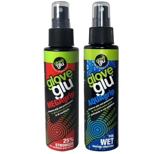gloveglu Goalkeeper Glove Spray Bundle | 120ml Goalkeeper Glove MEGAgrip Spray + 50ml Goalkeeper Glove Wash & Prepare Spray | Ideal for Goalies, Soccer Training & Match Day Performance - style: MegaGrip + AquaGrip