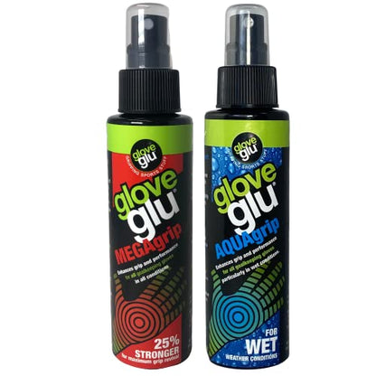 gloveglu Goalkeeper Glove Spray Bundle | 120ml Goalkeeper Glove MEGAgrip Spray + 50ml Goalkeeper Glove Wash & Prepare Spray | Ideal for Goalies, Soccer Training & Match Day Performance - style: MegaGrip + AquaGrip