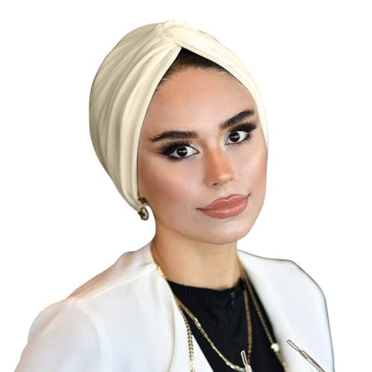para life Knot Turbans for Women, Breathable Instant Turban|Standard Size Cotton|Pre-tied Scarf, Hijab Cap&Undercap - color: Beige