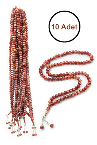 ihvan online, Tasbih Prayer Beads 99, Pack of 10, Muslim Prayer Bead, Islamic Rosary Bead, Dhikr, Tasbeeh Bulk, Misbaha, Masbaha, Tespih, Islamic Gift for Ramadan & Mawlid & Hajj Umrah - color: Brown