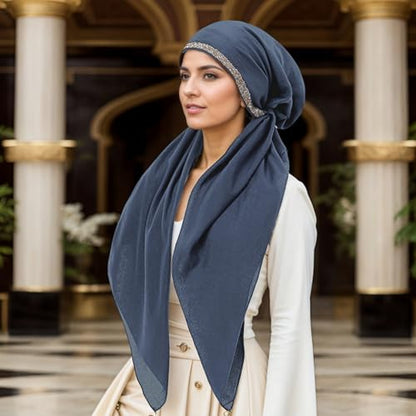 Instant Hijab for Women: Hijab Scarf, Hijabs for Women Muslim, Muslim Head Scarf, Easy Slip on - color: Denim Blue