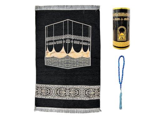 Muslim Prayer Mat, Islamic Prayer Mat, Muslim Prayer Carpet Mat, Prayer Mat with Cylinder Gift Box, Islamic Prayer Mat and Beads, Islamic Gifts Set, for Ramadan Islamic Muslim Prayer
