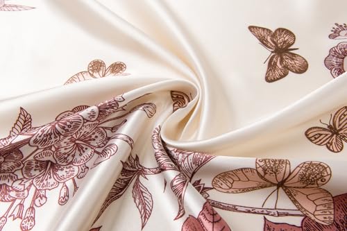 Silk-Feel 35x35 Satin Hair Scarf | Multi-Way Head Wrap for Sleep, Style & Hijab | Gift-Ready Fashion Scarf for Women - color: Pink-flowers
