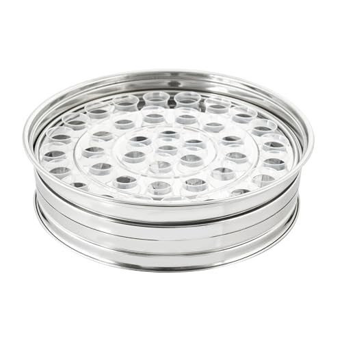Communion Wine Tray Without Lid for Churches, 40 Cup Silver Stainless Steel Open Style Tray, Stackable Communion Tray, Reusable Communion Cups, Rust Proof, Dishwasher Safe, Bread Plate Compatible - color: Silver (Only Tray Without Lid), size: 11.7" x 11.7