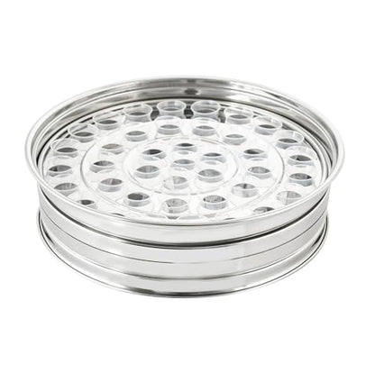 Communion Wine Tray Without Lid for Churches, 40 Cup Silver Stainless Steel Open Style Tray, Stackable Communion Tray, Reusable Communion Cups, Rust Proof, Dishwasher Safe, Bread Plate Compatible - color: Silver (Only Tray Without Lid), size: 11.7" x 11.7