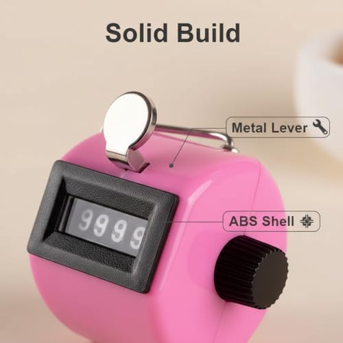 Hand Tally Counter - 4 Digit Mechanical Clicker Counter for Knitting and Crochet - Handheld Lap, Pitch & People Counter with Finger Ring - No Battery Required for Teachers, Nurses,(Black)