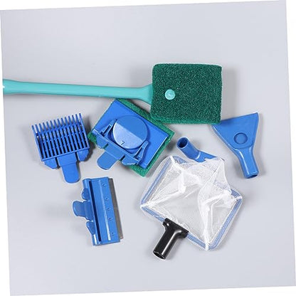 VICASKY Fish Tank Kit Aquarium Glass Tank Tools with Gravel Rake Scraper Plant Fork Sponge Brush and Net Aquatic Maintenance Green