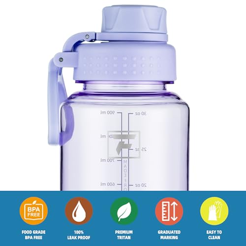 Fanhaw 32 oz Clear BPA-Free Tritan Water Bottle with Fast-Flow Spout Lid, BPA-Free & Leak-Proof Wide-Mouth Reusable Bottle for Gym, School & Office, Back to School Essentials (Amethyst) - color: Amethyst