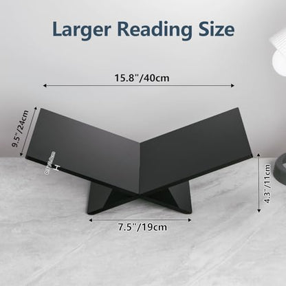 PUERSI Acrylic Book Stands for Display, 15.8 x 9.5 x 4.3 in Open Bookstand - color: Black