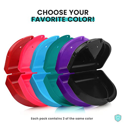 FRESH KNIGHT Retainer Case (2 Pack). Retainer Case with Vent Holes. Perfect for Denture, Mouth Guard, Aligner (Purple) - color: Purple