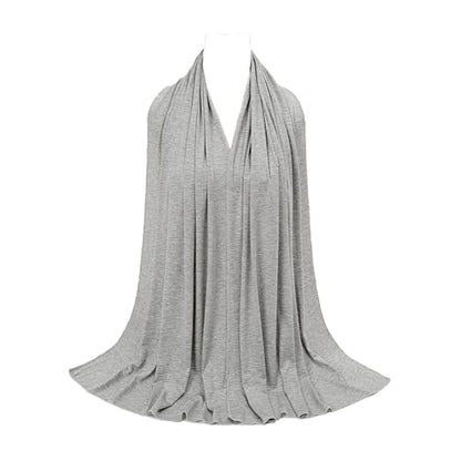 Non-see-through Premium Jersey Maxi Hijab Head Scarf Wrap for Muslim Women - color: Light Gray