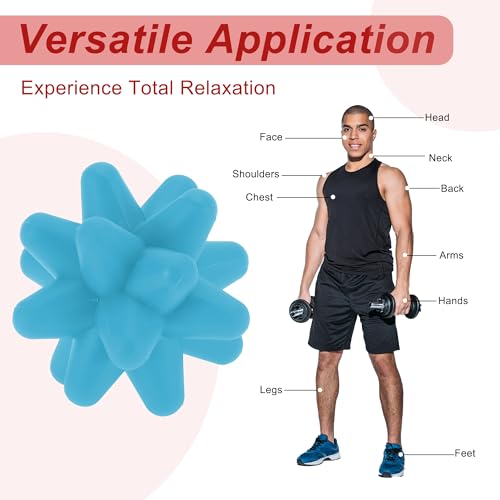 VOCOSTE Silicone Massage Ball, Fascia Massage Ball Tool for Trigger Point Pain Release, Foot Acupoint Trigger, Myofascial Massager for Exercise, Blue - color: Blue