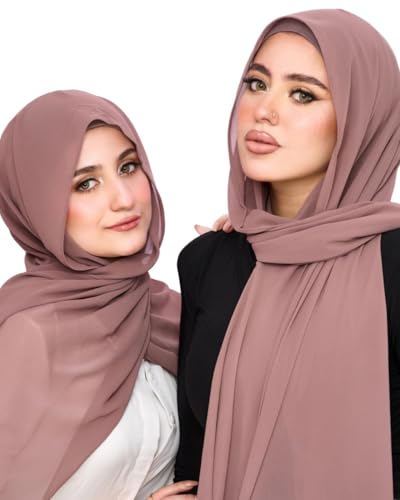 Instant Chiffon Hijab 3-in-1 with Built-in Magnets and Attached Match Undercap, Women Hijabs Set. - color: Taupe