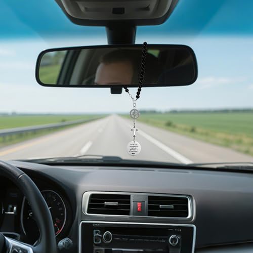3 Pack Guardian Angel Rearview Mirror Charm, Angel Wings Cross Car Charm Pendant Guardian Angel Hanging Ornament Rear View Mirror Hanger Decor Christian Religious Gifts