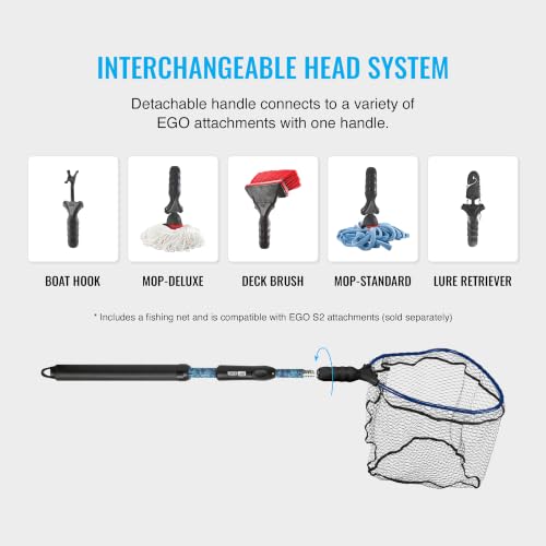 EGO S2 Kryptek Slider Fishing Net, Adjustable, Interchangeable Heads - size: Kryptek 18" to 36" Handle, 22” x 23” Hoop, style: Pvc Coated Nylon Mesh