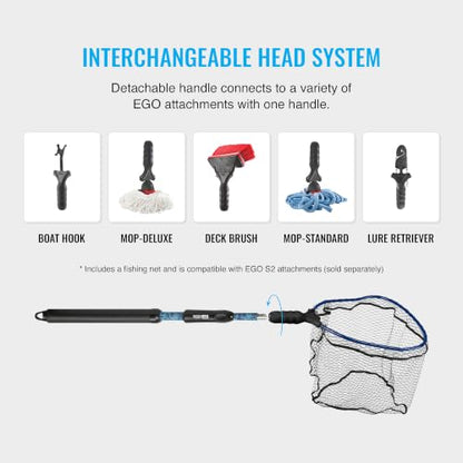 EGO S2 Kryptek Slider Fishing Net, Adjustable, Interchangeable Heads - size: Kryptek 18" to 36" Handle, 22” x 23” Hoop, style: Pvc Coated Nylon Mesh