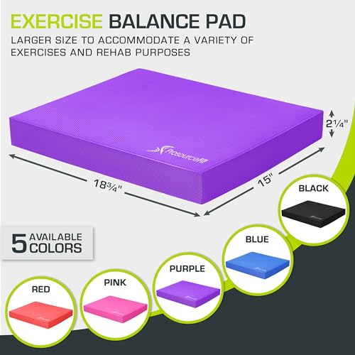 ProsourceFit Exercise Balance Pad, Non-Slip Cushioned Foam Mat & Knee Pad for Fitness and Stability Training, Yoga, Physical Therapy - color: Purple, size: XL - (18.75" x 15")