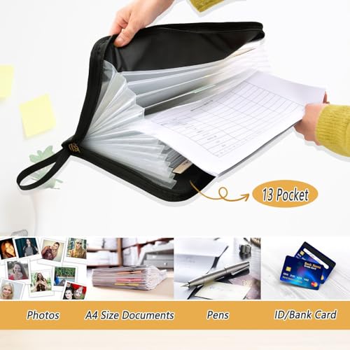 Arabic Calligraphy Cat Islamic Art Folder with Dividers 13 Pockets A4 Letter Size with Zipper Closure for Office Supply Paper File Organizer para guardar documentos