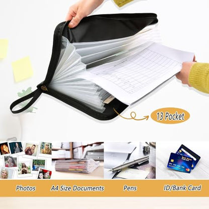 Arabic Calligraphy Cat Islamic Art Folder with Dividers 13 Pockets A4 Letter Size with Zipper Closure for Office Supply Paper File Organizer para guardar documentos